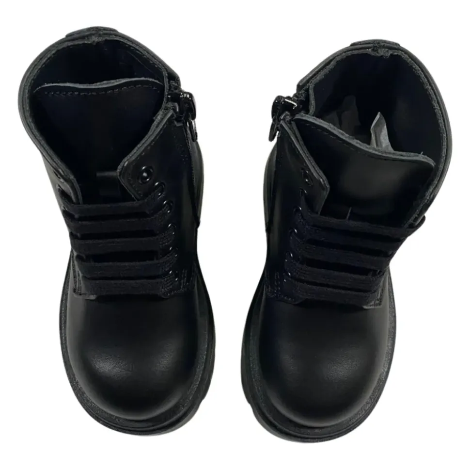Schwarze Leder Kinder Stiefeletten