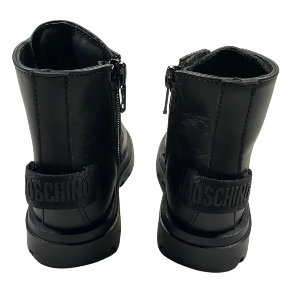 Schwarze Leder Kinder Stiefeletten