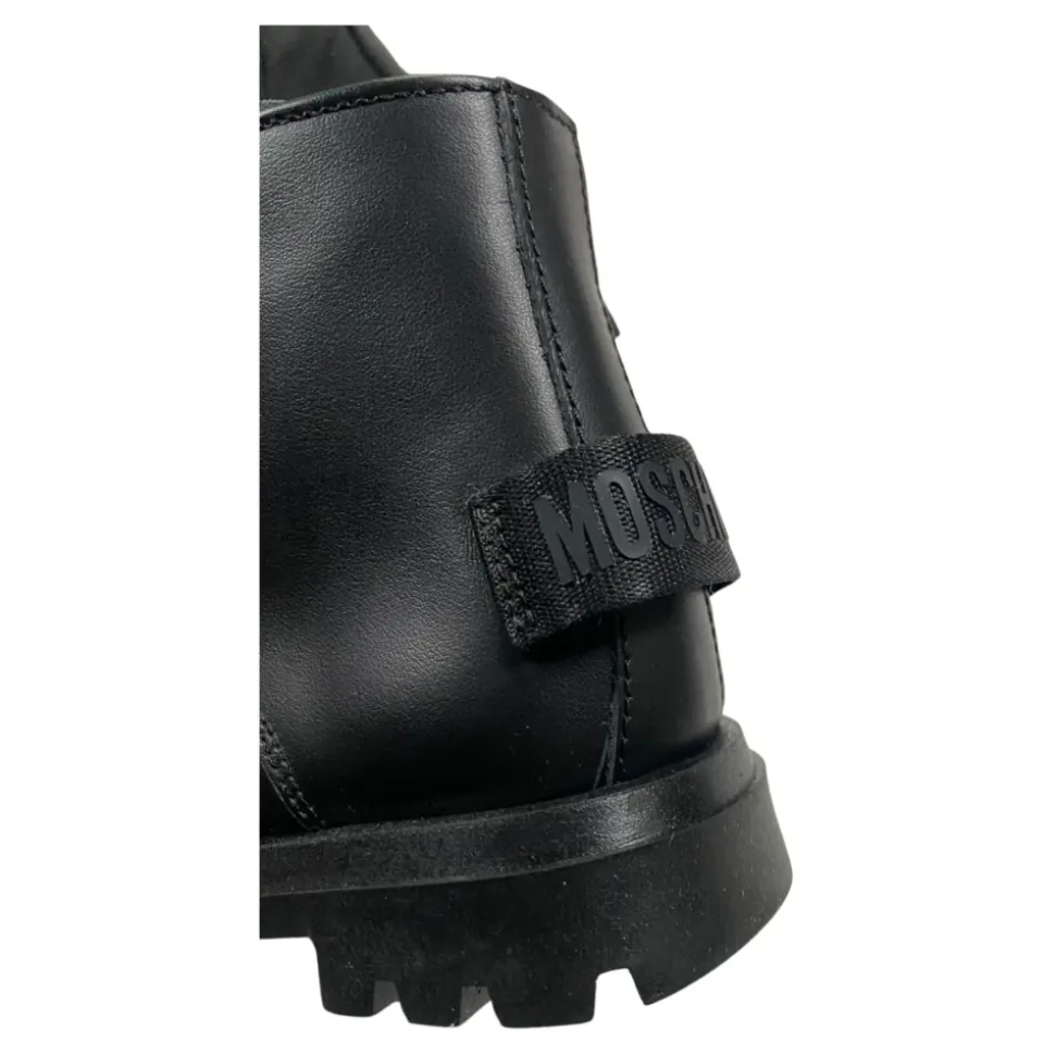 Schwarze Leder Kinder Stiefeletten