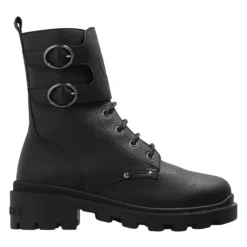Schwarze Leder Kinder Stiefeletten