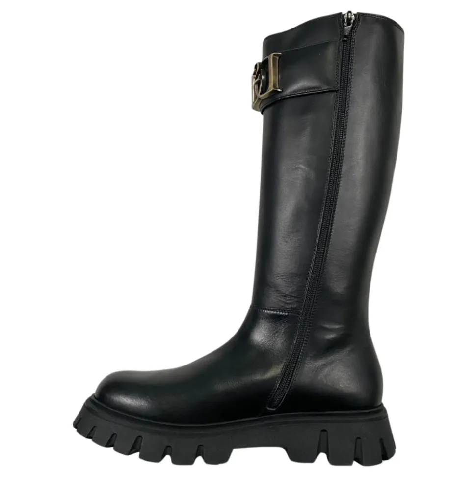Schwarze Leder Kinderstiefel