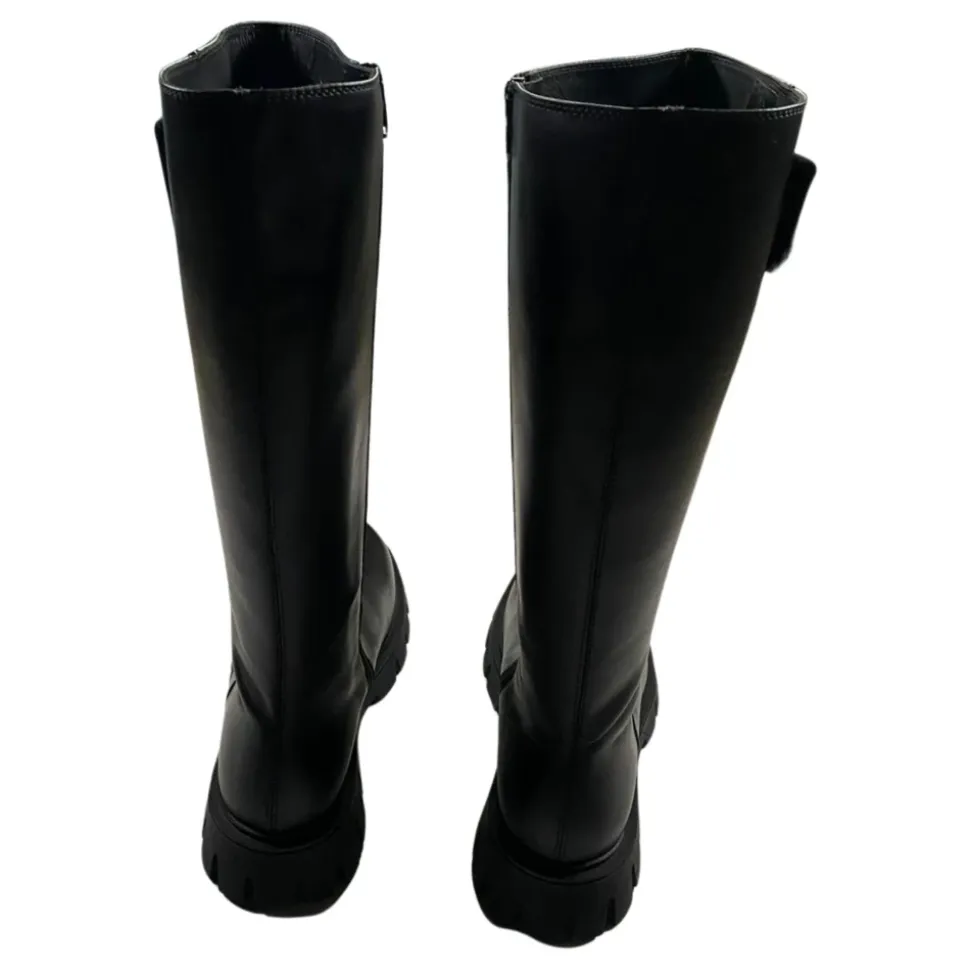 Schwarze Leder Kinderstiefel