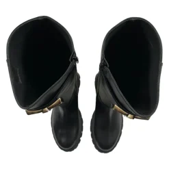 Schwarze Leder Kinderstiefel