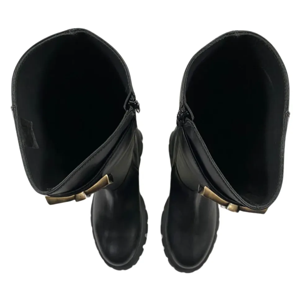Schwarze Leder Kinderstiefel