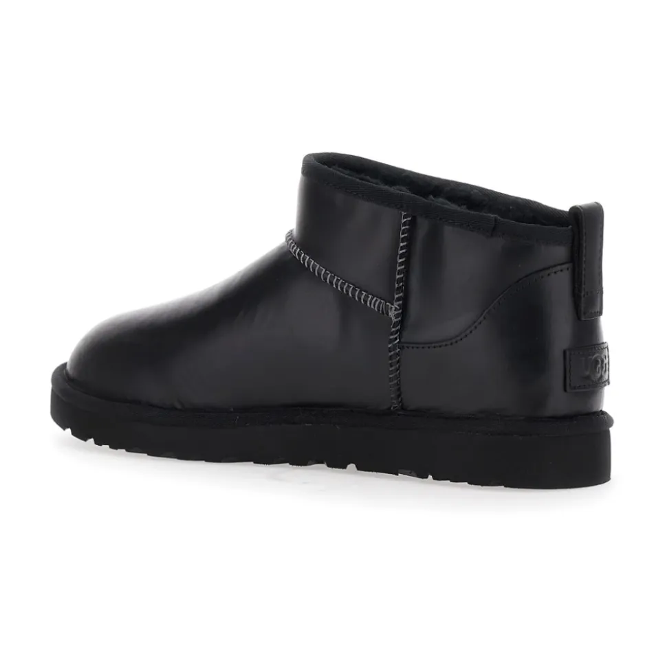 Schwarze Leder Klassische Ultramini Stiefel
