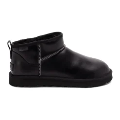 Schwarze Leder Slip-On Stiefel