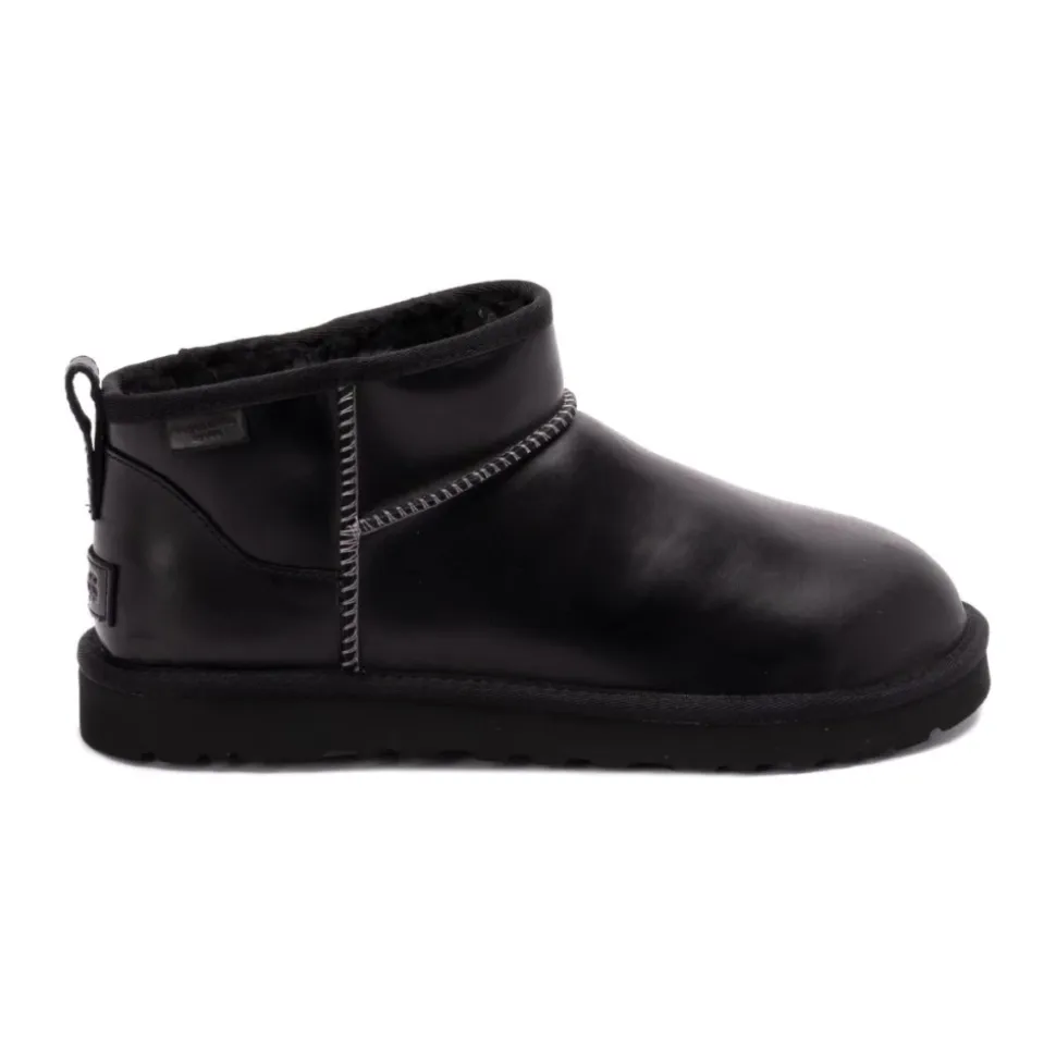 Schwarze Leder Slip-On Stiefel