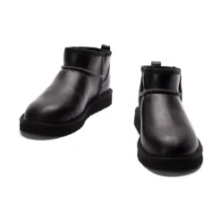 Schwarze Leder Slip-On Stiefel