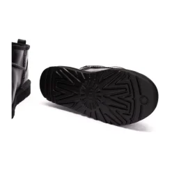 Schwarze Leder Slip-On Stiefel