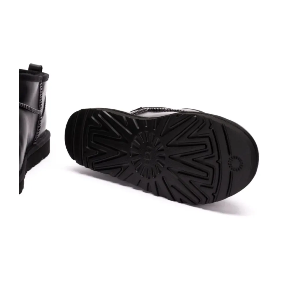 Schwarze Leder Slip-On Stiefel
