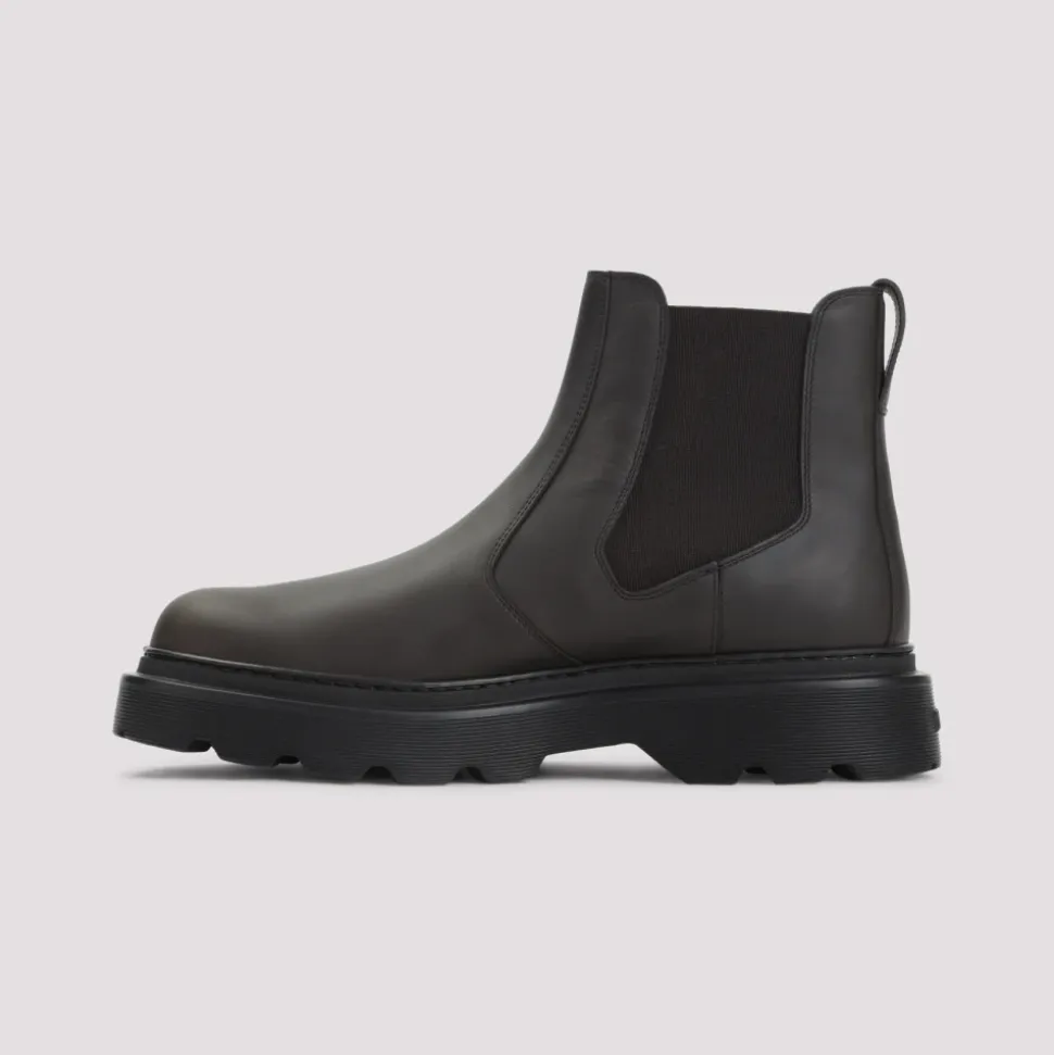 Schwarze Leder Stiefeletten Stilvoll