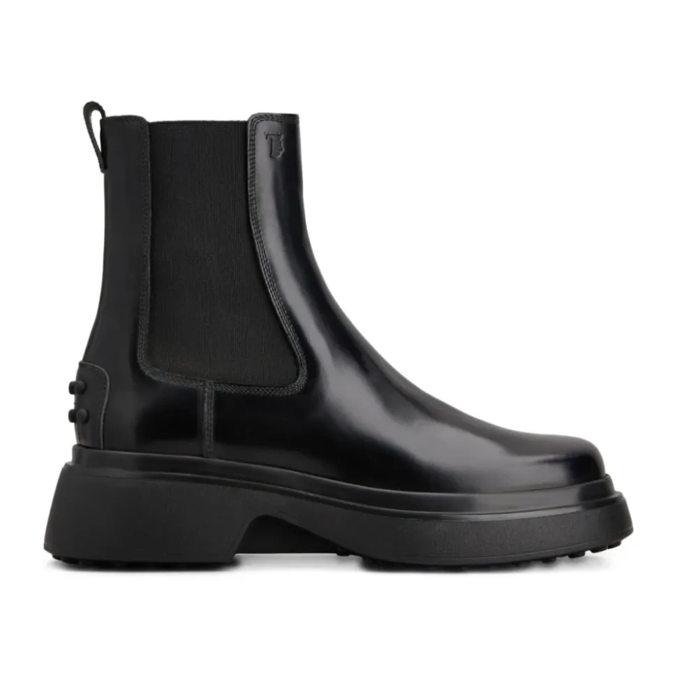 Schwarze Leder Stiefeletten Stilvoll