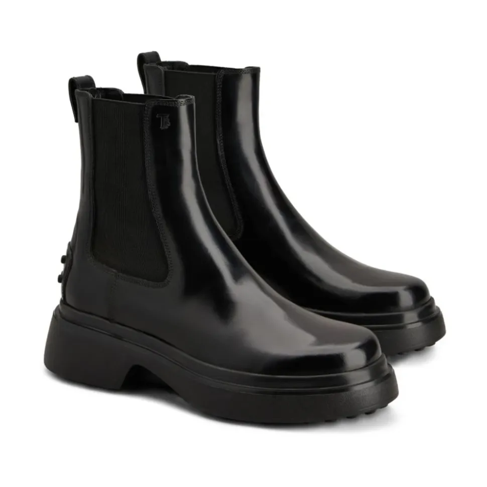 Schwarze Leder Stiefeletten Stilvoll