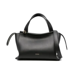 Schwarze Leder Top-Handle-Tasche