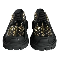 Schwarze Leder Trekking Derby Schuhe