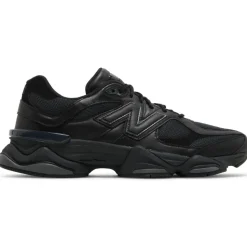 Schwarze Leder Unisex Sneakers 9060