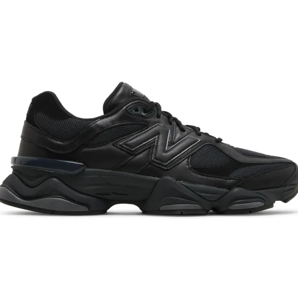 Schwarze Leder Unisex Sneakers 9060