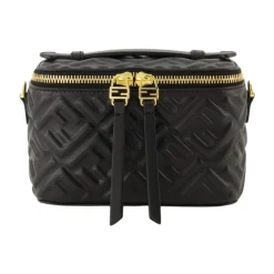 Schwarze Leder Vanity Tasche