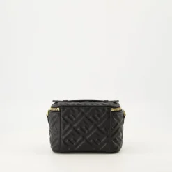 Schwarze Leder Vanity Tasche