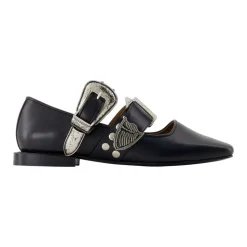 Schwarze Lederballerinas - Noir Stil