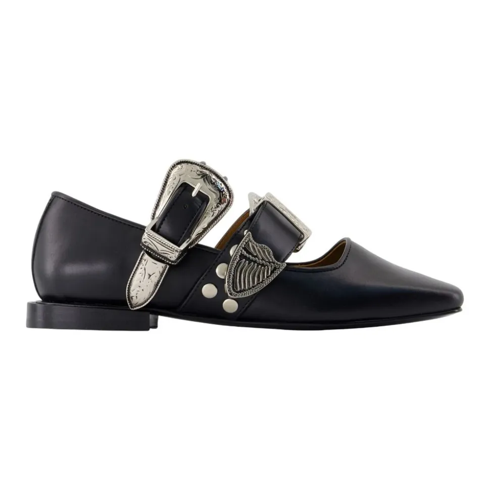 Schwarze Lederballerinas - Noir Stil