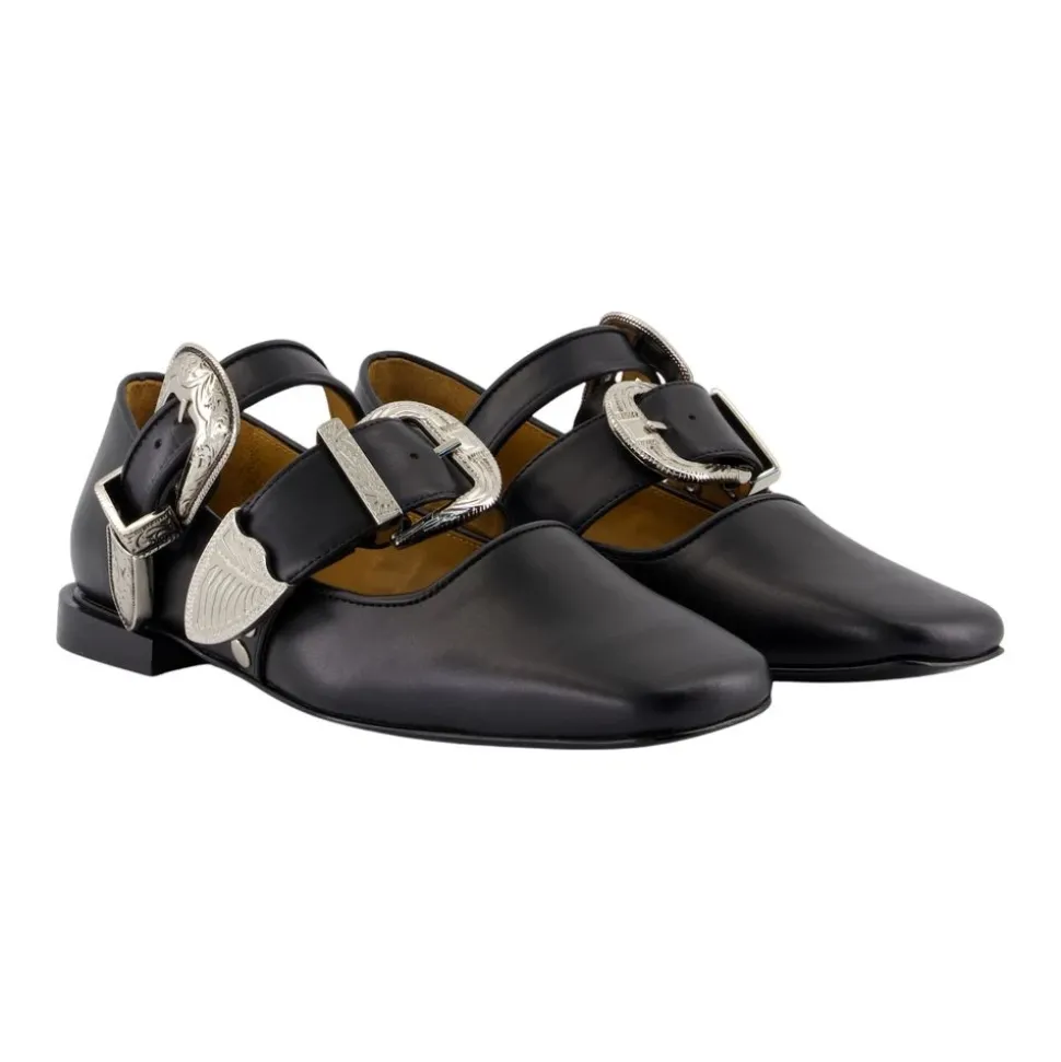 Schwarze Lederballerinas - Noir Stil