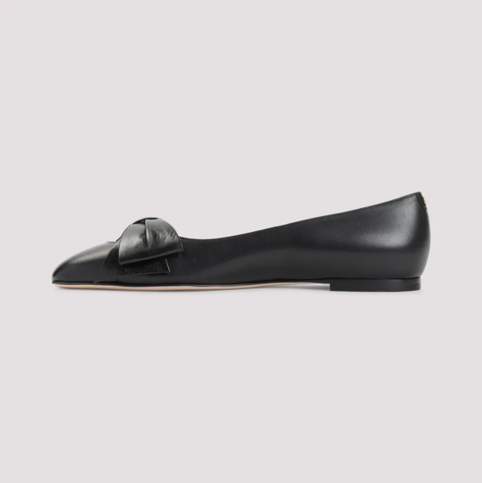 Schwarze Lederballerinas für Frauen