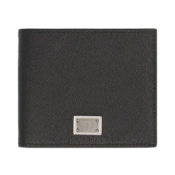 Schwarze Leder-Bifold-Brieftasche