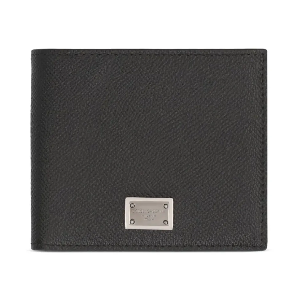 Schwarze Leder-Bifold-Brieftasche