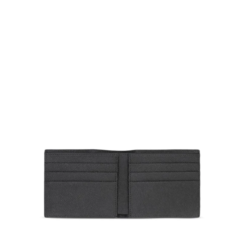 Schwarze Leder-Bifold-Brieftasche