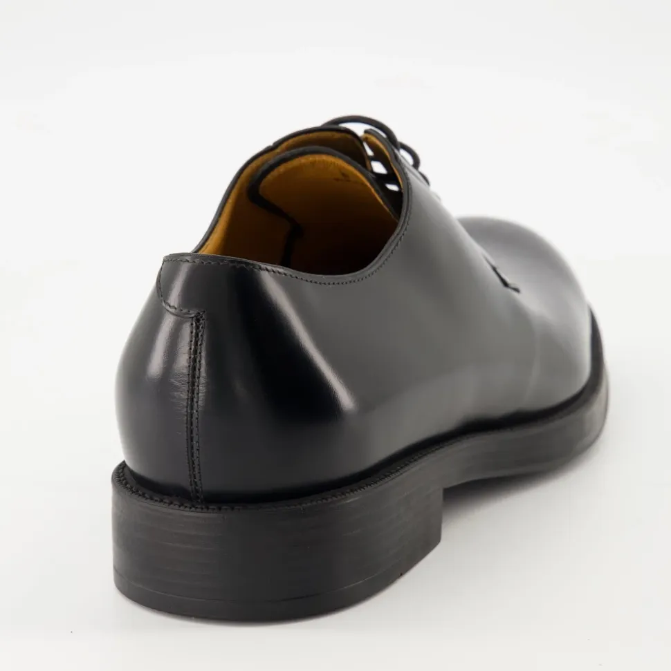 Schwarze Leder-Derbyschuhe für Herren