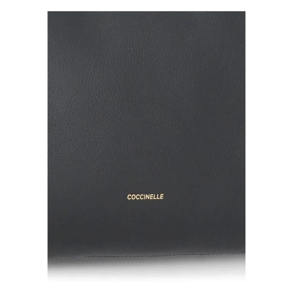 Schwarze Lederhandtasche mit geflochtenem Griff