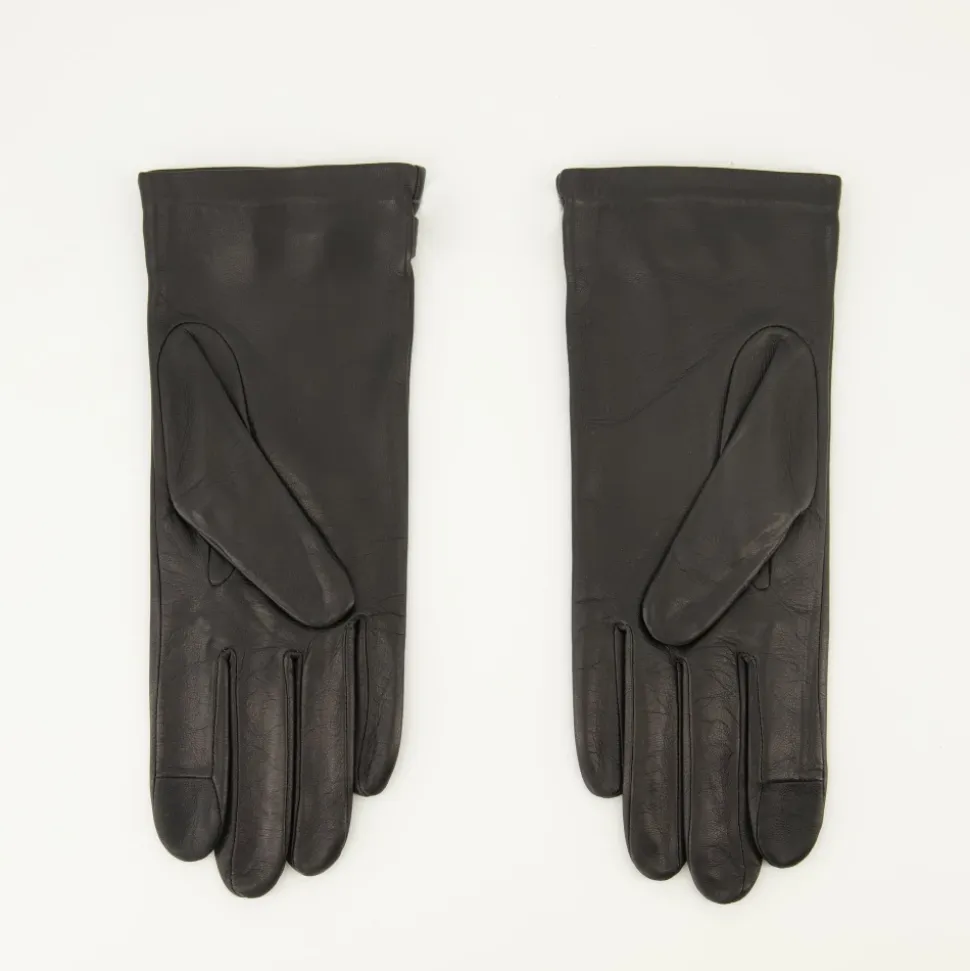 Schwarze Lederherzhandschuhe
