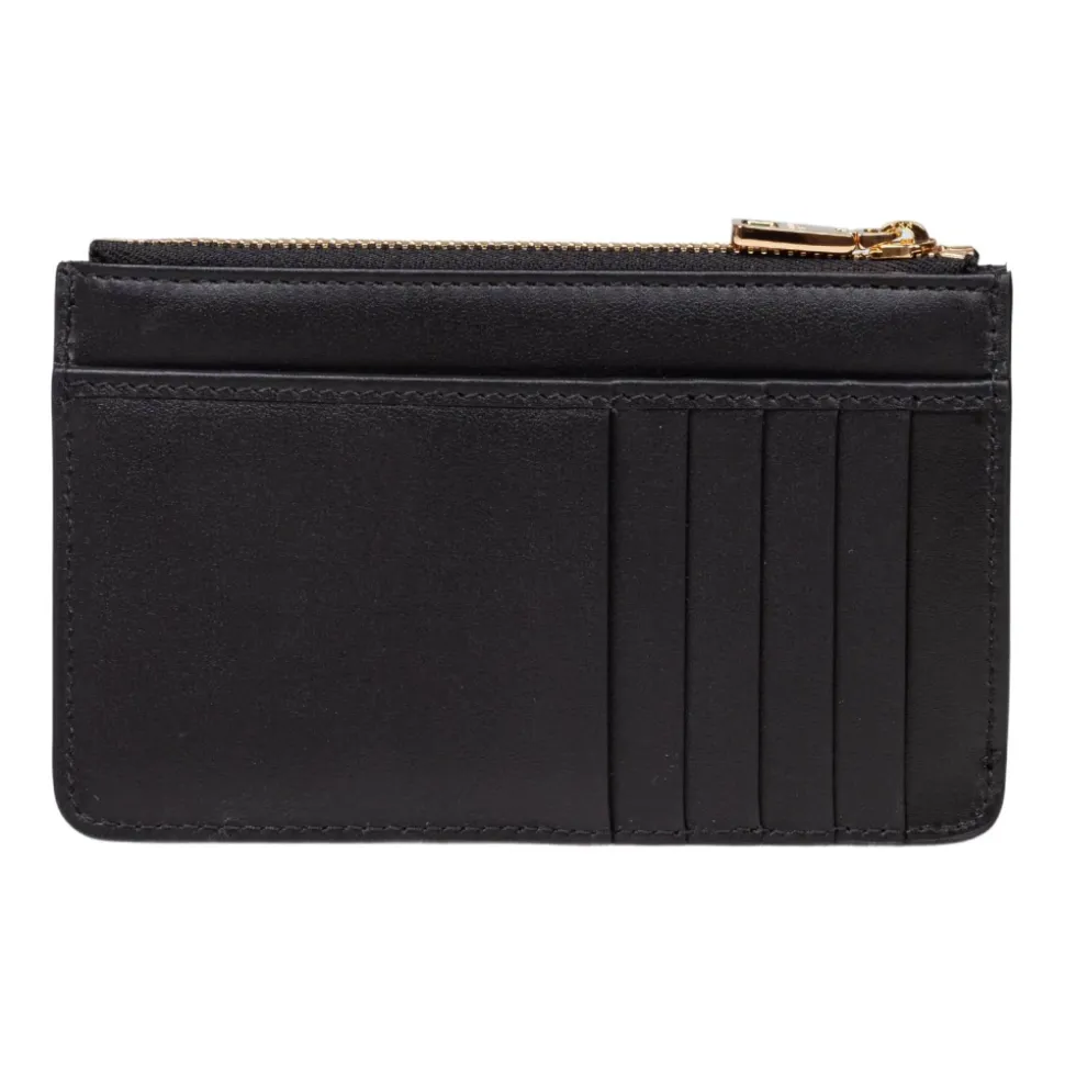 Schwarze Lederkartenhalter Brieftasche