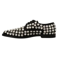 Schwarze Lederkristall-Schnürschuhe