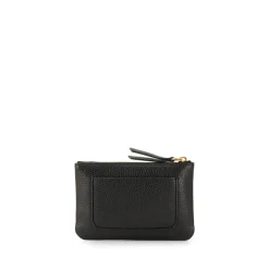 Schwarze Leder-Logo-Plakette Münztasche