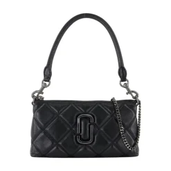 Schwarze Leder-Pochette mit Tragegriff