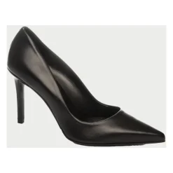 Schwarze Lederpumps mit spitzer Kappe