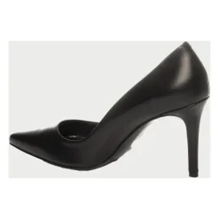 Schwarze Lederpumps mit spitzer Kappe
