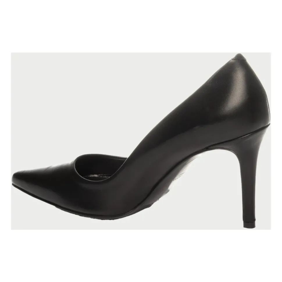 Schwarze Lederpumps mit spitzer Kappe