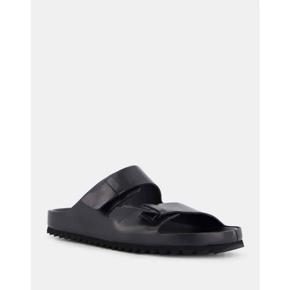 Schwarze Ledersandalen