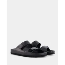 Schwarze Ledersandalen