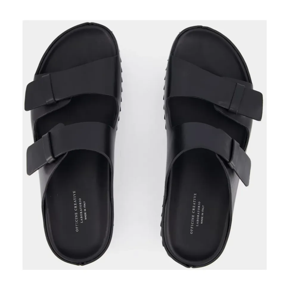 Schwarze Ledersandalen