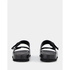 Schwarze Ledersandalen