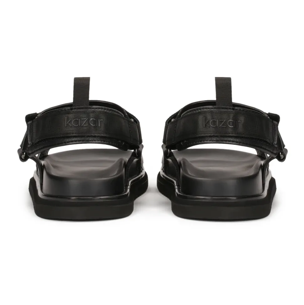 Schwarze Ledersandalen mit Klettverschlüssen