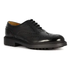 Schwarze Lederschnürschuhe mit Schwalbenschwanz