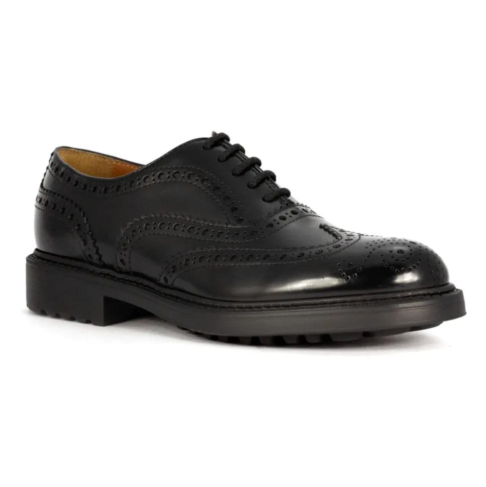 Schwarze Lederschnürschuhe mit Schwalbenschwanz