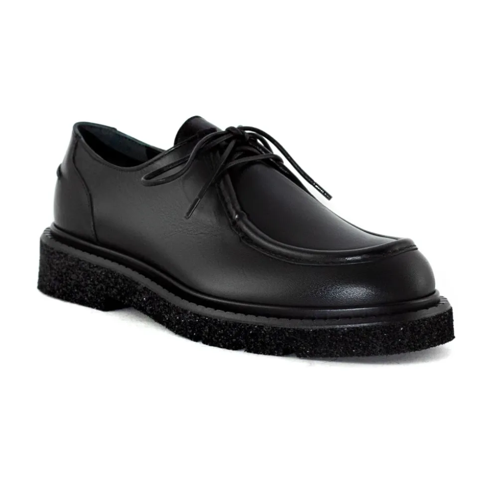 Schwarze Lederschnürschuhe Leichte Sohle