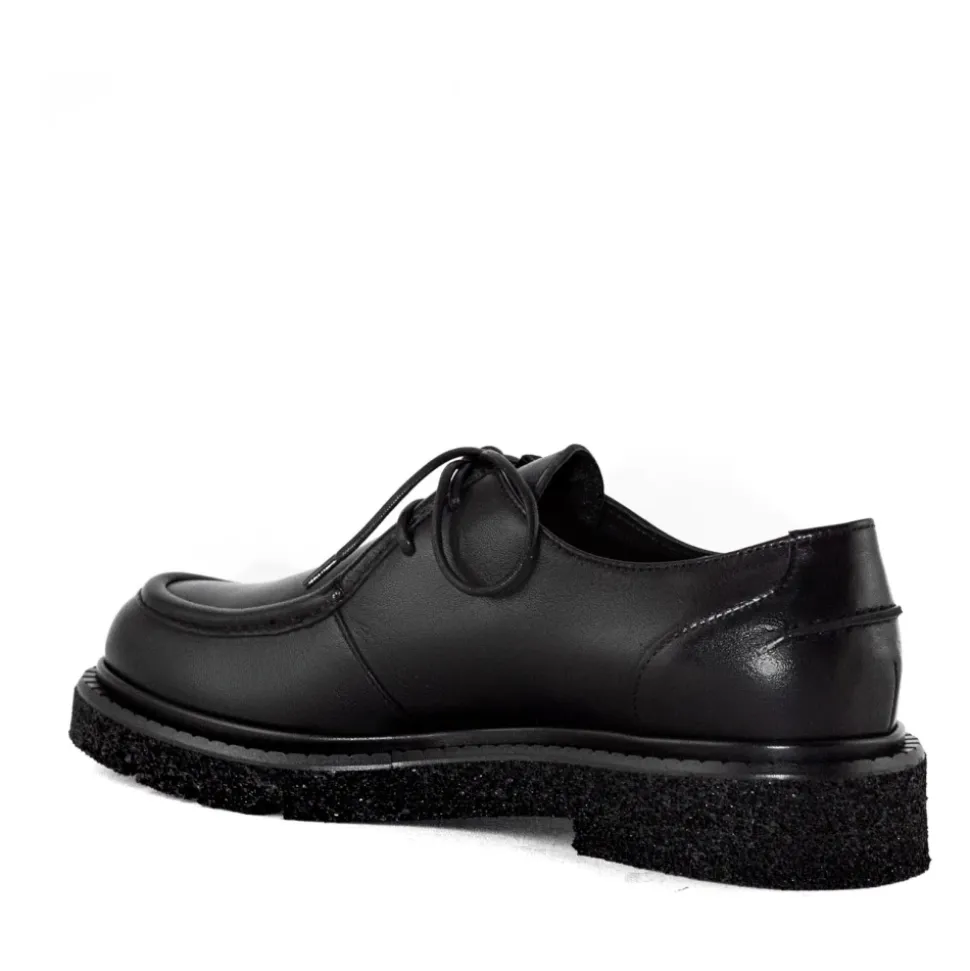 Schwarze Lederschnürschuhe Leichte Sohle