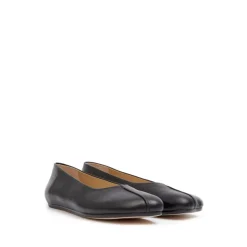 Schwarze Lederschuhe flach